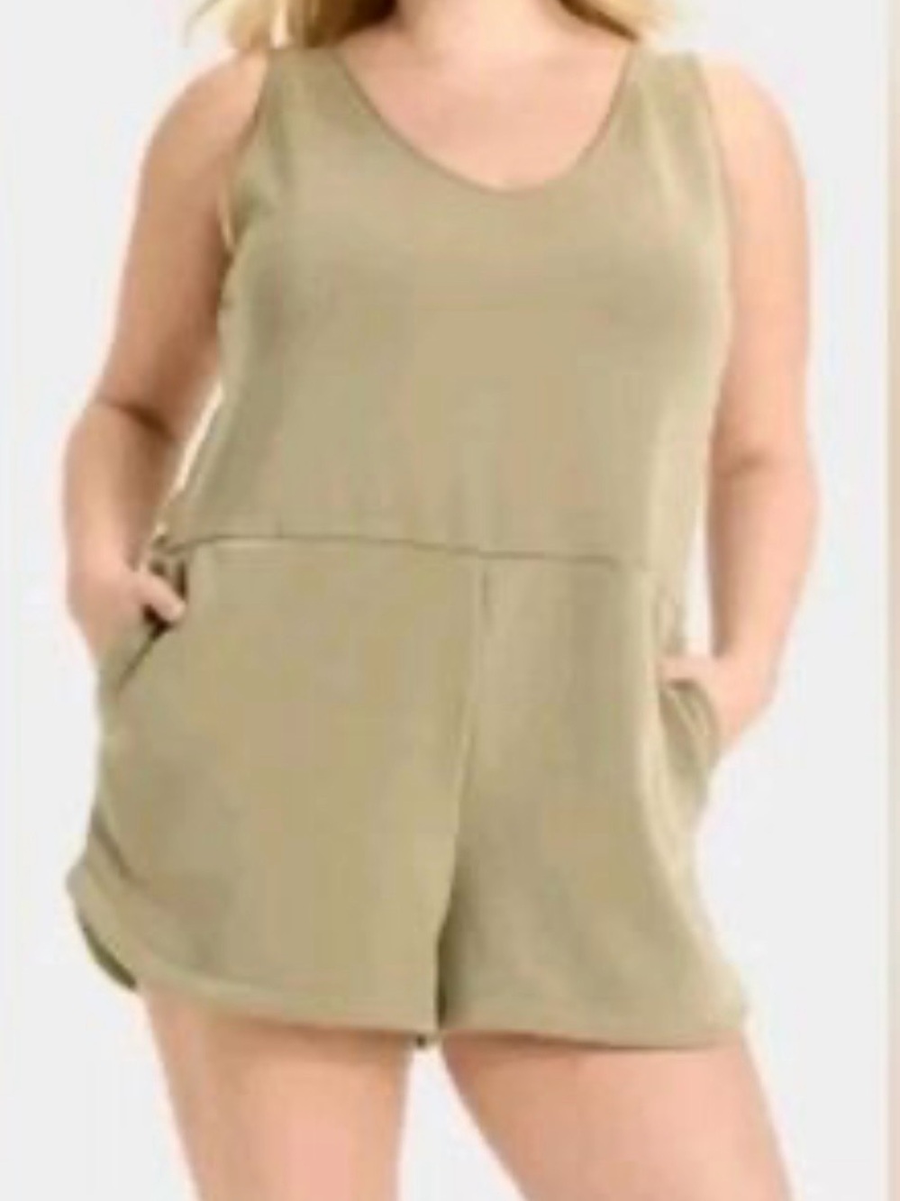 A New Day Women's Casual Sandwash Short Jumpsuit - Olive Green - Size XL